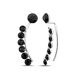 Wholesale Silver Onyx Crystal Ear Climber