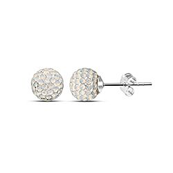 Sterling Silver White Opal Crystal Ball Stud Earrings, Wholesale Jewelry, CZ crystal, Preciosa studs, Trending Stud Earrings, Ferido Stud Earrings