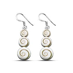 Wholesale Silver Triple Circle Shiva Eye Shell Earring