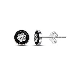 Wholesale Silver White Black Round Crystal Stud Earring