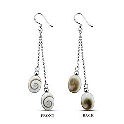 Silver Double Oval Dangle Shiva Eye Shell Earring
