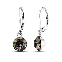Wholesale Silver Black Diamond Leverback Crystal Earrings