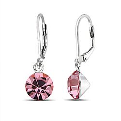 Wholesale Silver Leverback Light Rose Crystal Earrings