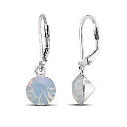 Wholesale Silver Leverback Dangle White Opal Crystal Earring