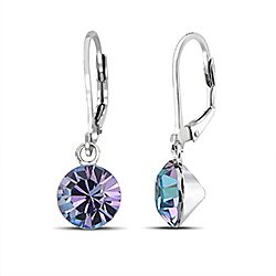 Wholesale Silver Round Drop Vitrail Light Crystal Earrings
