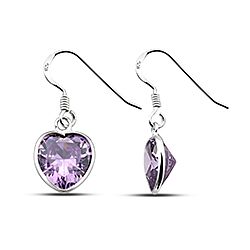 Wholesale 925 Sterling Silver Amethyst Heart CZ Earrings
