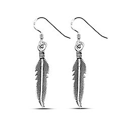Wholesale 925 Sterling Silver 35mm Dangling Oxidized Leaf Plain Earring