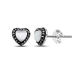 Wholesale Silver Heart Design Mother of Pearl Stud Earring