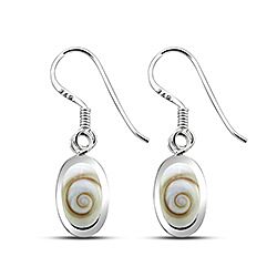 Wholesale 925 Sterling Silver  Shell Oval  Shiva Eye Earrings