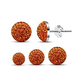 Wholesale Silver Half Ball Sun Crystal Stud Earring