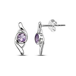 Wholesale 925 Silver S Design Amethyst Crystal Stud Earrings