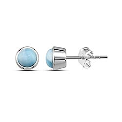 Wholesale 925 Silver 7mm Round Turquoise Stone Stud Earrings
