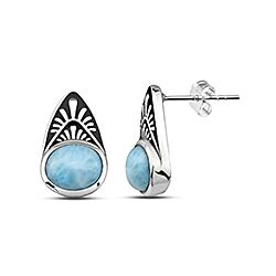 Wholesale 925 Silver Drop Oval Turquoise Stone Stud Earrings