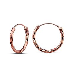 Wholesale 925 Sterling Silver Rose Gold Plated Twisted Plain Hoop Earrings