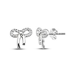Wholesale Silver Cubic Zirconia Bow Stud Earring