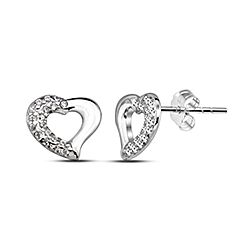 Wholesale Silver Stylish Heart Cubic Zirconia Stud Earring