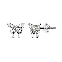 Wholesale Silver Small Butterfly Cubic Zirconia Stud Earring