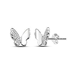 Wholesale Silver Half Pave Butterfly Cubic Zirconia Stud Earring
