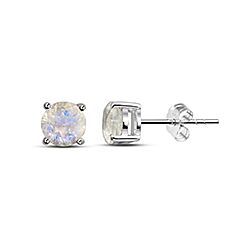 Wholesale 925 Sterling Silver 6mm Round Moonstone Stud Earrings