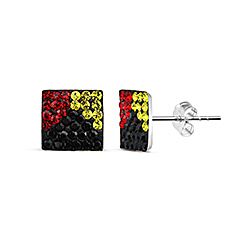 Silver German Flag Crystal Stud Earring