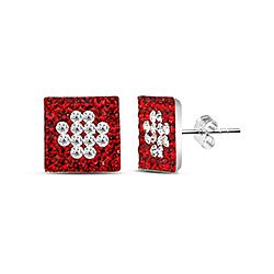 Silver Switzerland Flag Crystal Stud Earring