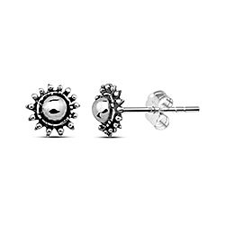 Silver Oxidized Tiny Boho Sun Stud Earring