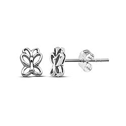 Silver Butterfly Plain Stud Earring