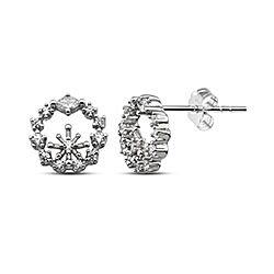 Silver Snowflake CZ Stud Earring