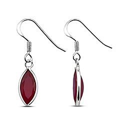 Ruby CZ Silver Dangling Earrings