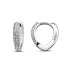 Pave CZ Silver Huggies Hoop Earrings