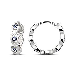 Evil Eye Huggie Silver Hoop Earrings