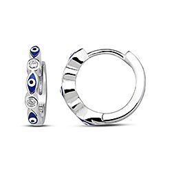 Sterling Silver Evil Eye Huggie Earrings