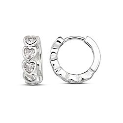 Sterling Silver Heart CZ Huggie Hoop Earrings