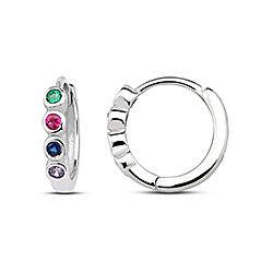 Colorful CZ Bezel Huggies Hoop Earrings