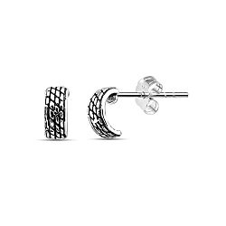 Wholesale 925 Silver Half Hoop Oxidized Stud Earrings