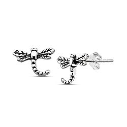 Dragonfly Stud Earrings Silver Big