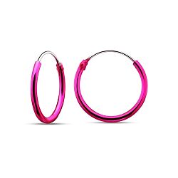 Wholesale 925 Sterling Silver Pink Enamel Plain Hoop Earrings