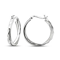 Wholesale 925 Sterling Silver Twisted Plain Hoop Earring