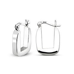 Wholesale 925 Sterling Silver Rectangle Huggie Plain Hoop Earrings