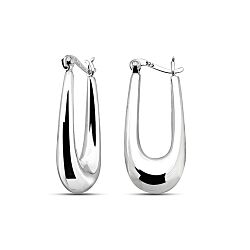 Wholesale 925 Sterling Silver Long Oval Hoop Plain Earrings
