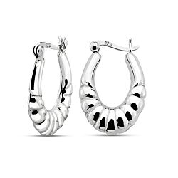 Wholesale 925 Sterling Silver Long Oval Designer Plain Hoop Earrings 
