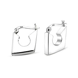 Wholesale 925 Sterling Silver French Lock Square Plain Hoop Earrings