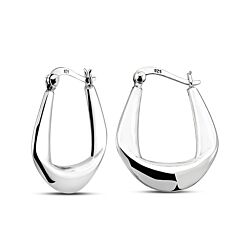 Wholesale 925 Sterling Silver 24mm Oval design Plain Hoop Earrings