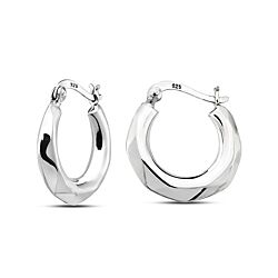 Wholesale 925 Sterling Silver 23 mm Round Diamond Cut Plain Hoop Earrings 