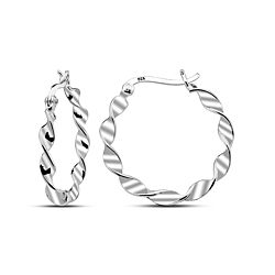 Wholesale 925 Sterling Silver 26 mm Round Large Twisted Plain Hoop Earrings 