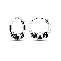 Wholesale 925 Sterling Silver Ball Bead Bali Hoop Earrings