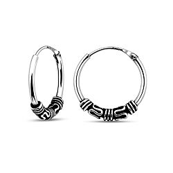 Wholesale 925 Sterling Silver 14mm Plain Bali Hoop Earrings