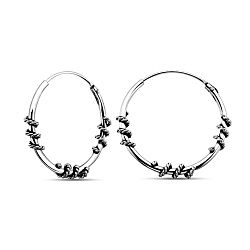 Wholesale 925 Sterling Silver Triple Threaded Bali Hoop Earrings