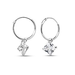Wholesale 925 Sterling Silver Square Charm Hoop Earrings