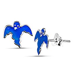 Wholesale 925 Sterling Silver Enamel Blue Painted Ghost Kids Stud Earrings